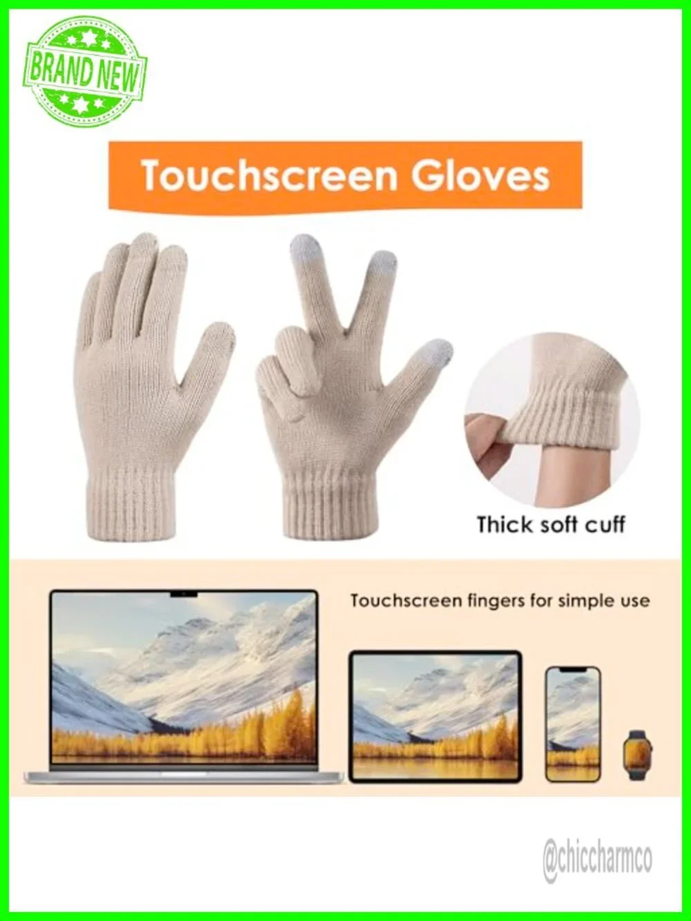 Wool Blend Knit Hat and Touchscreen Gloves Set with Pom Pom